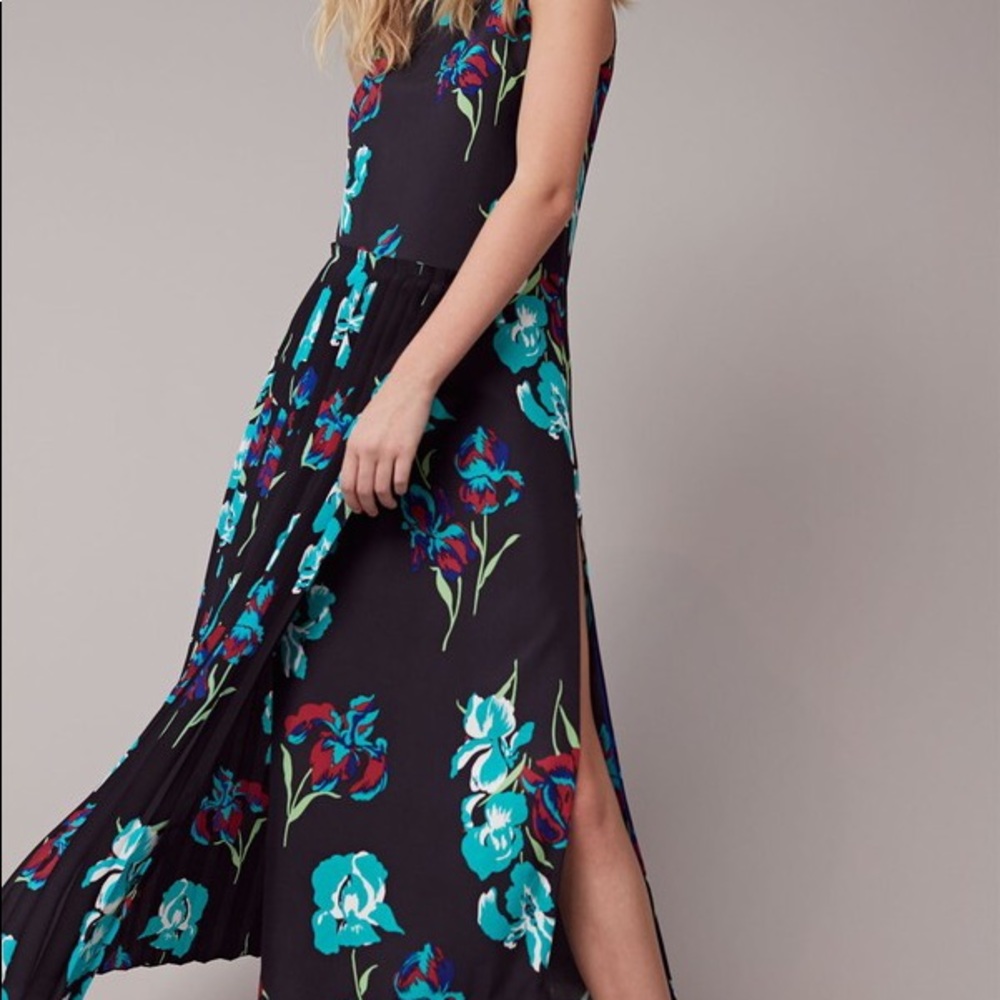 Diane von Furstenberg pleated overlay maxi dress